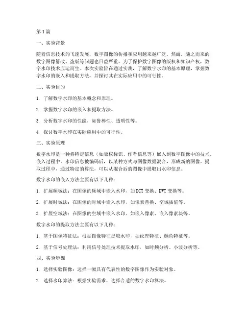 数字水印实验报告心得(3篇)
