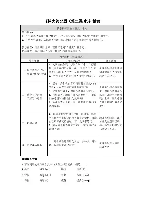 《伟大的悲剧(第二课时)》教案