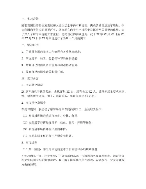 屠宰场鸡的实习报告