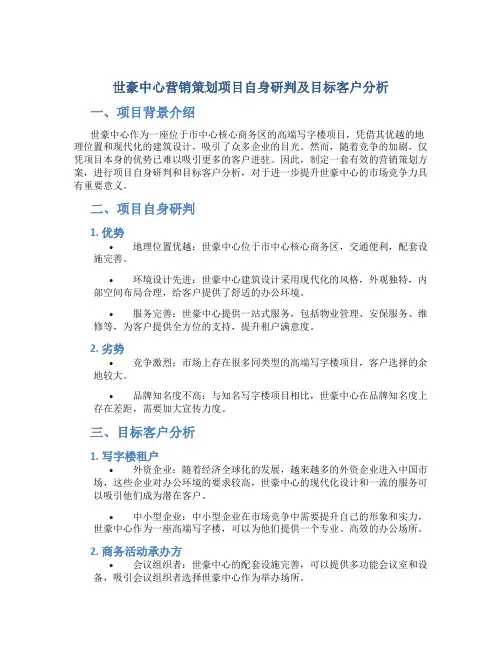 世豪中心营销策划项目自身研判及目标客户分析页