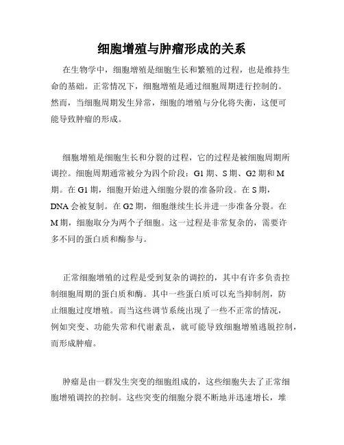 细胞增殖与肿瘤形成的关系