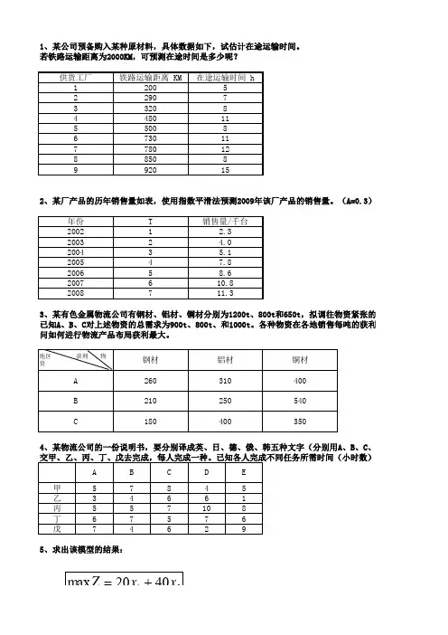 物流运筹测试25套题 第4套