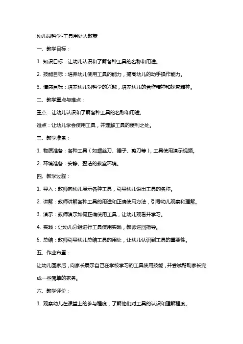 幼儿园科学工具用处大教案
