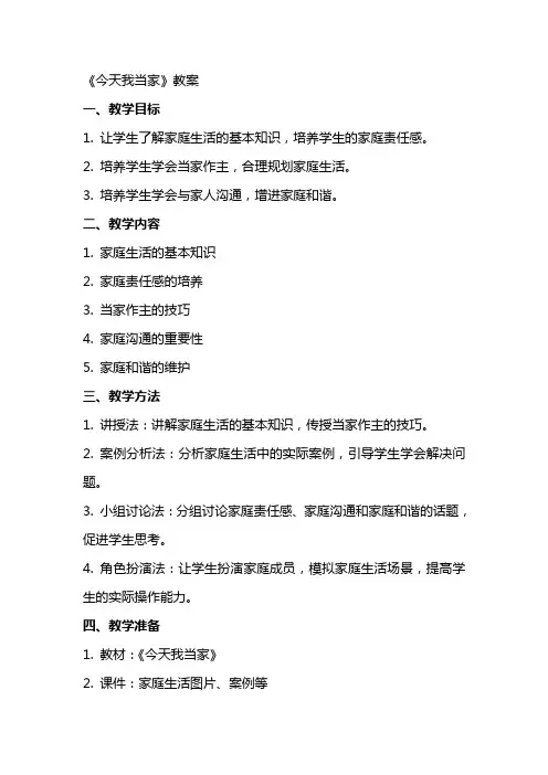 《今天我当家》教案