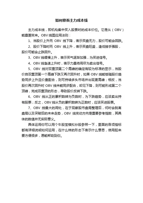 如何察看主力成本线