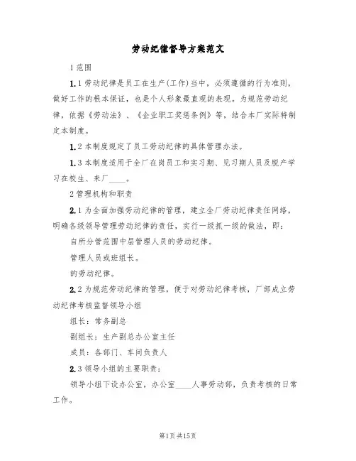 劳动纪律督导方案范文(三篇)