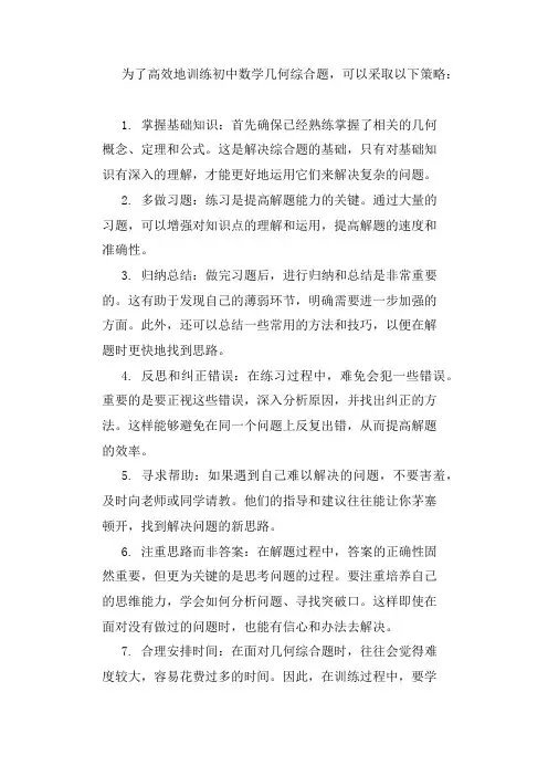 初中数学几何综合题高效训练