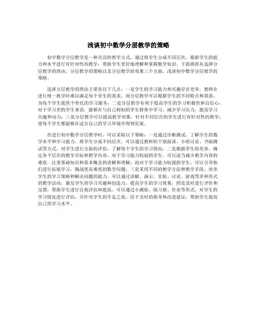 浅谈初中数学分层教学的策略