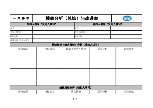 1新全息-一汽轿车—绩效分析(总结)与改进表