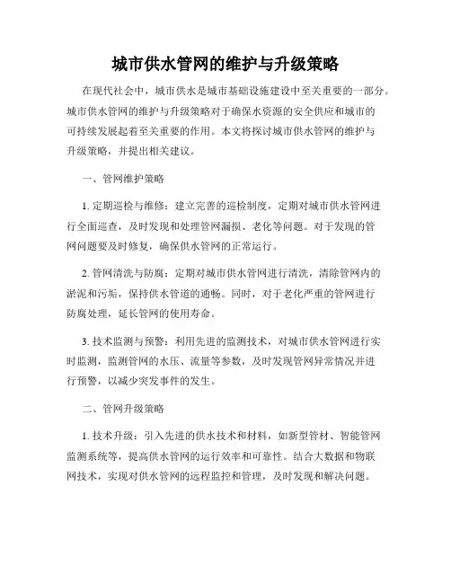 城市供水管网的维护与升级策略