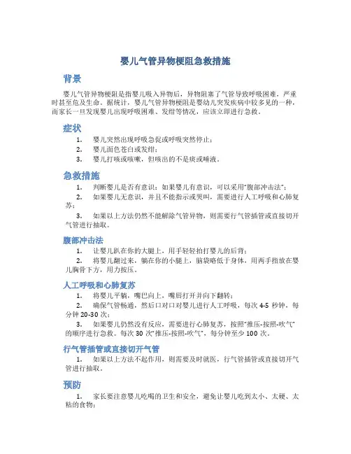 婴儿气管异物梗阻急救措施