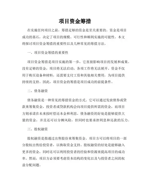 项目资金筹措