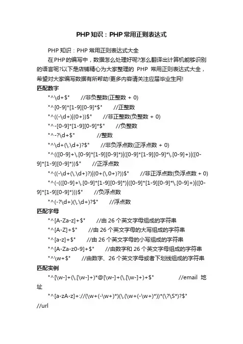 PHP知识：PHP常用正则表达式