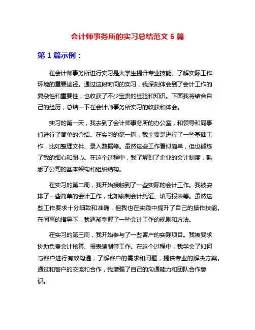 会计师事务所的实习总结范文6篇
