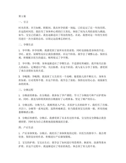 年度生完孩子总结(3篇)