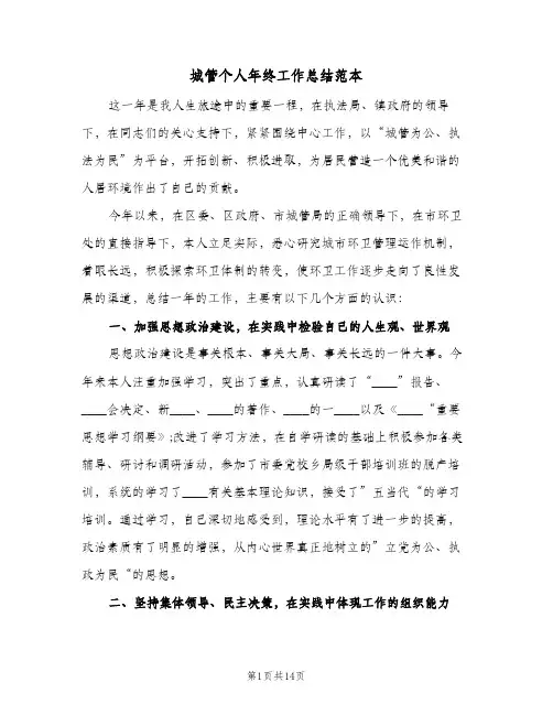 城管个人年终工作总结范本(6篇)