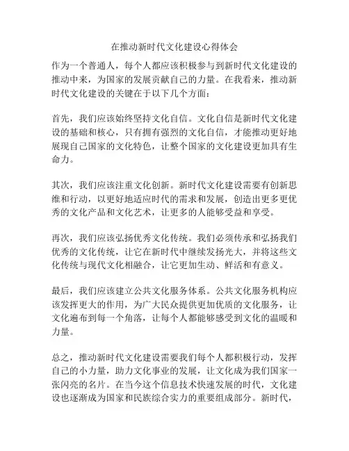 在推动新时代文化建设心得体会