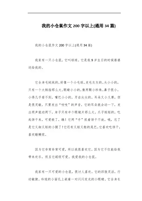 我的小仓鼠作文200字以上(通用34篇)