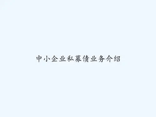 中小企业私募债业务介绍 PPT