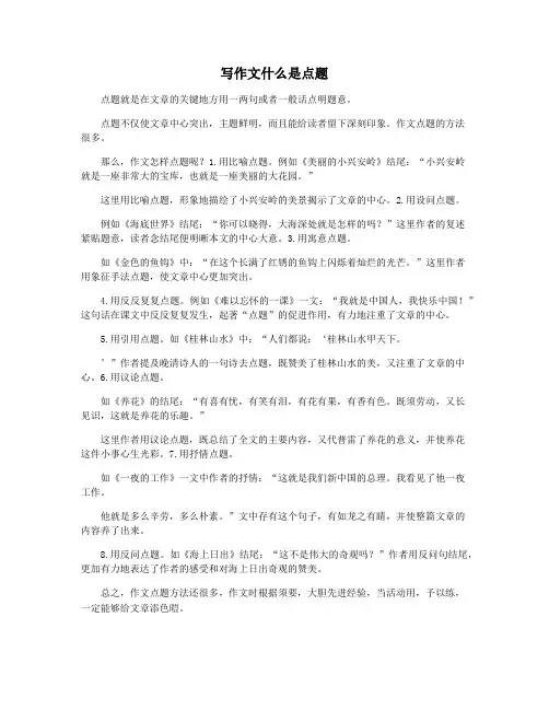 写作文什么是点题