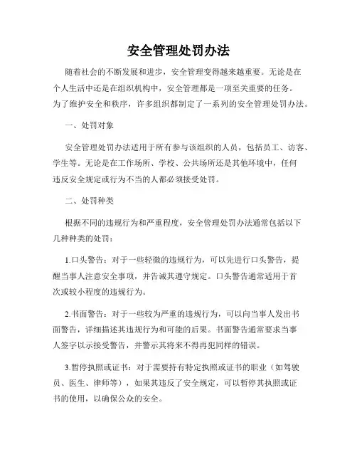 安全管理处罚办法