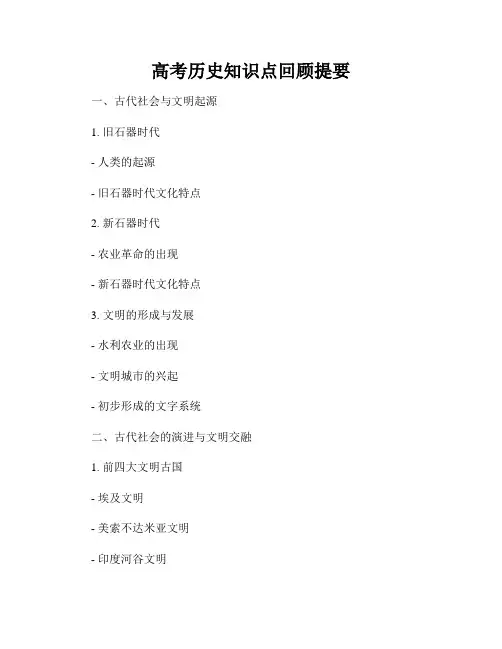 高考历史知识点回顾提要