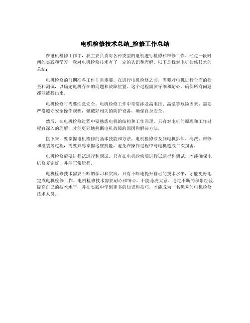 电机检修技术总结_检修工作总结