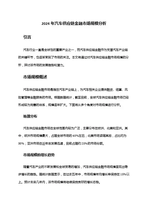2024年汽车供应链金融市场规模分析