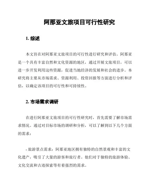 阿那亚文旅项目可行性研究