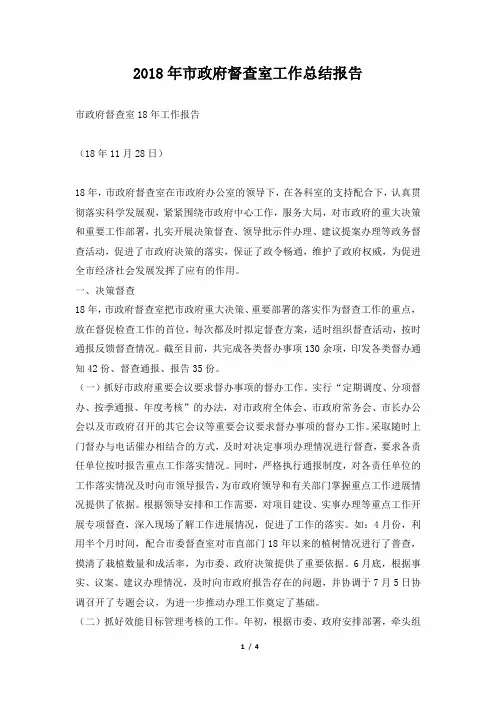 市政府督查室工作总结报告