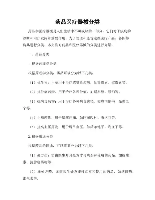 药品医疗器械分类