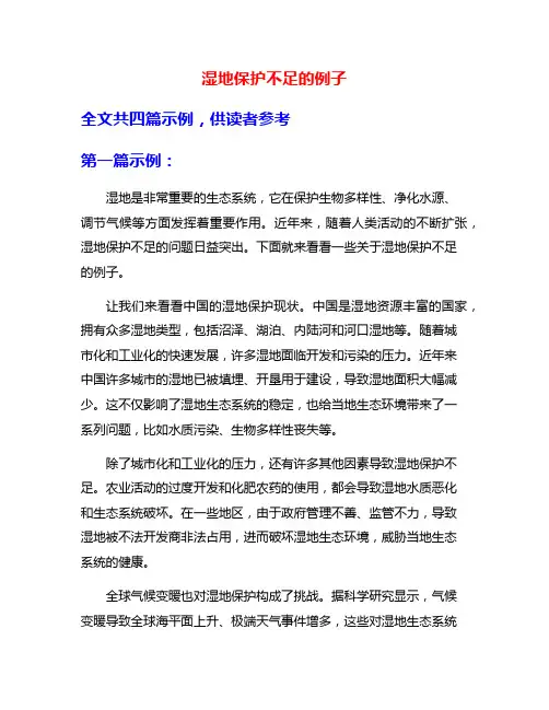 湿地保护不足的例子
