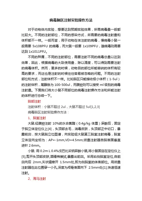 病毒脑区注射实验操作方法