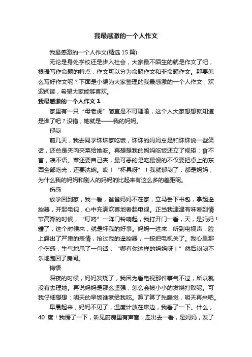 我最感激的一个人作文