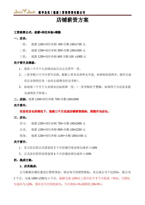 店铺薪资方案