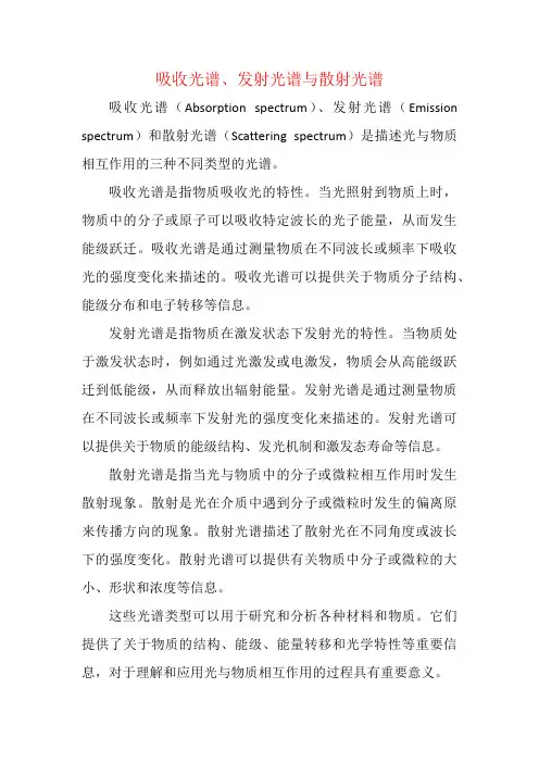 吸收光谱、发射光谱与散射光谱