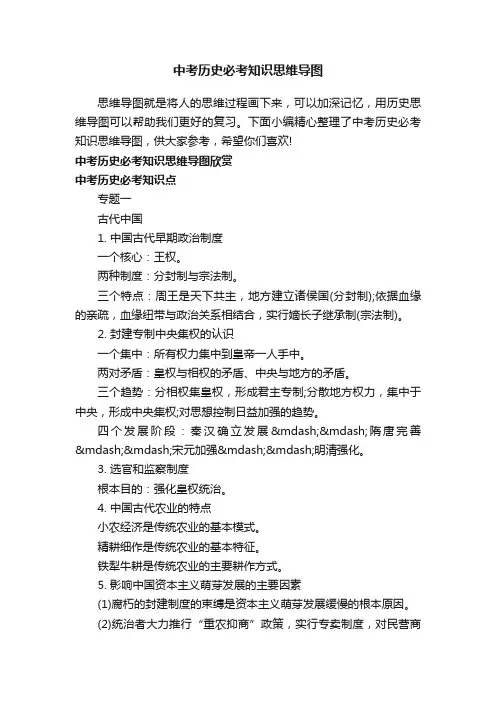 中考历史必考知识思维导图