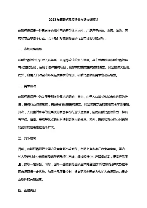 2023年硫酸钙晶须行业市场分析现状