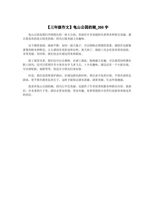 【三年级作文】龟山公园的湖_350字