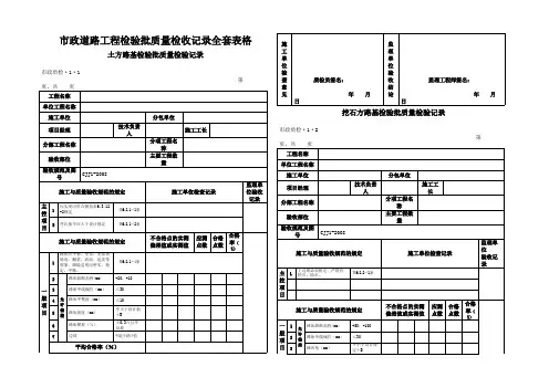 市政道路工程检验批质量检收记录全套表格