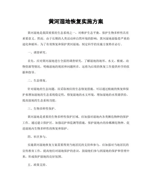 黄河湿地恢复实施方案