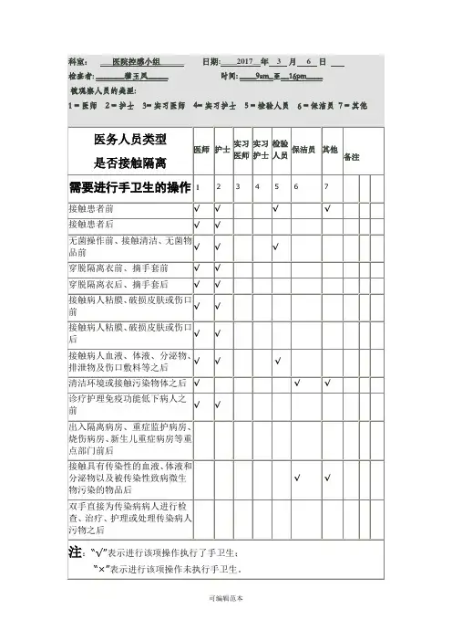 手卫生自查表Microsoft Word 文档 (2)