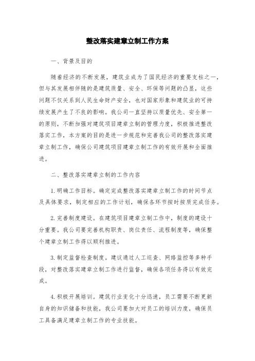 整改落实建章立制工作方案