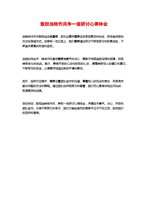 敢担当转作风争一流研讨心得体会