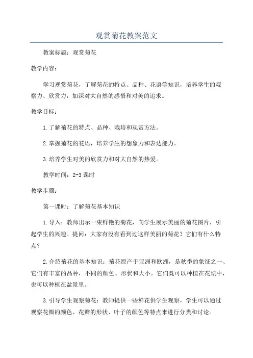 观赏菊花教案范文