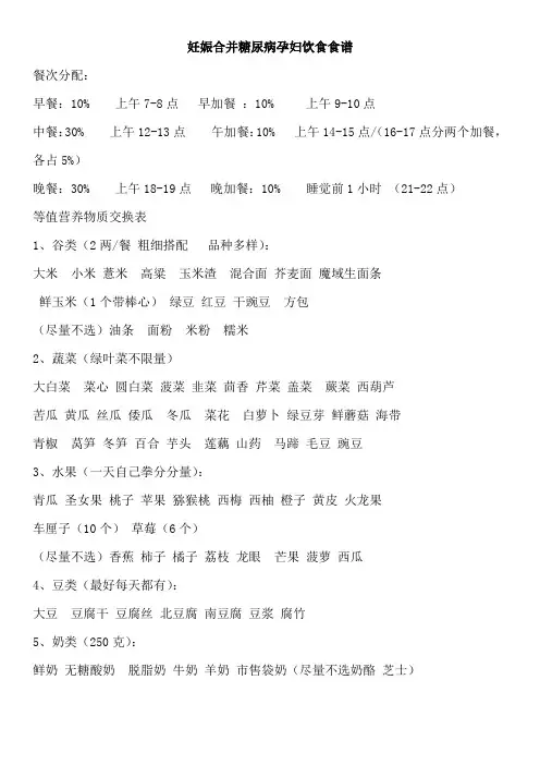 GDM孕妇食谱