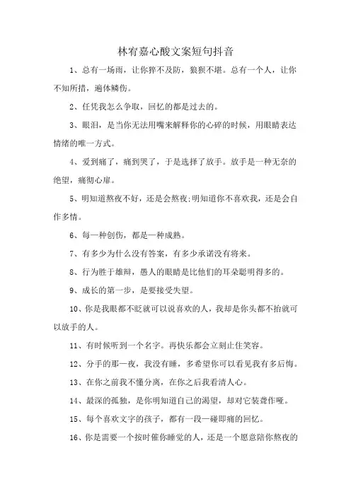 林宥嘉心酸文案短句抖音