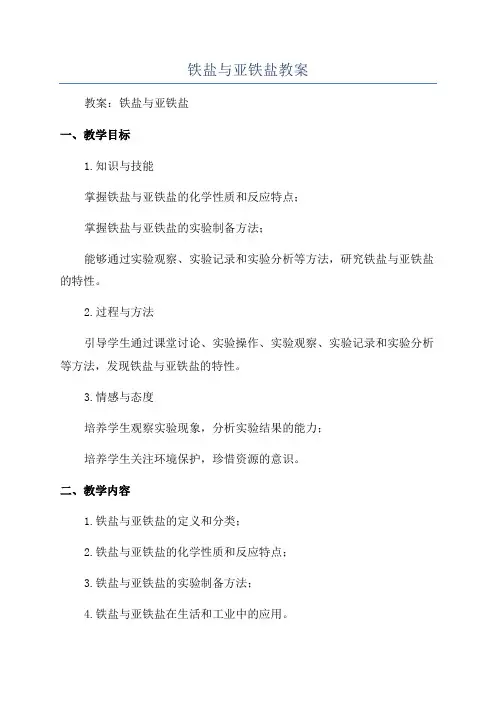 铁盐与亚铁盐教案