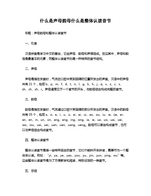 什么是声母韵母什么是整体认读音节