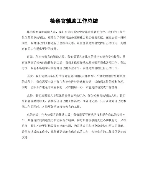 检察官辅助工作总结